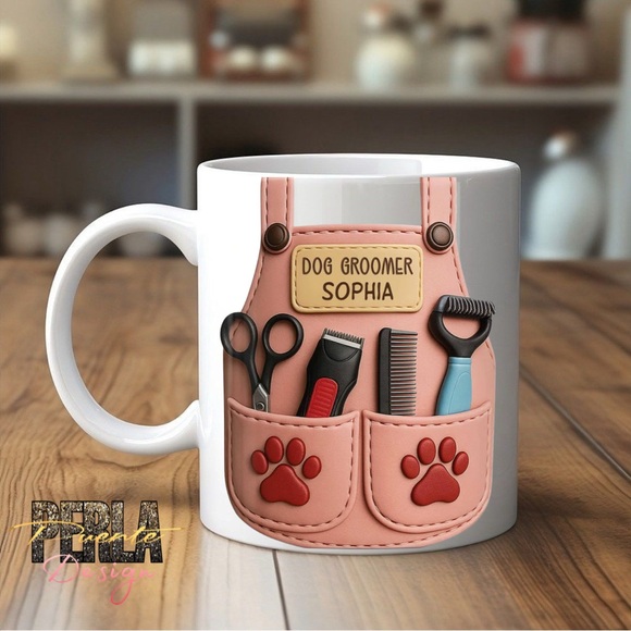 Other - Dog Groomer Mug with Pink Apron Design